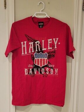 Harley-Davidson Red Short Sleeve Graphic Tee with American Shield